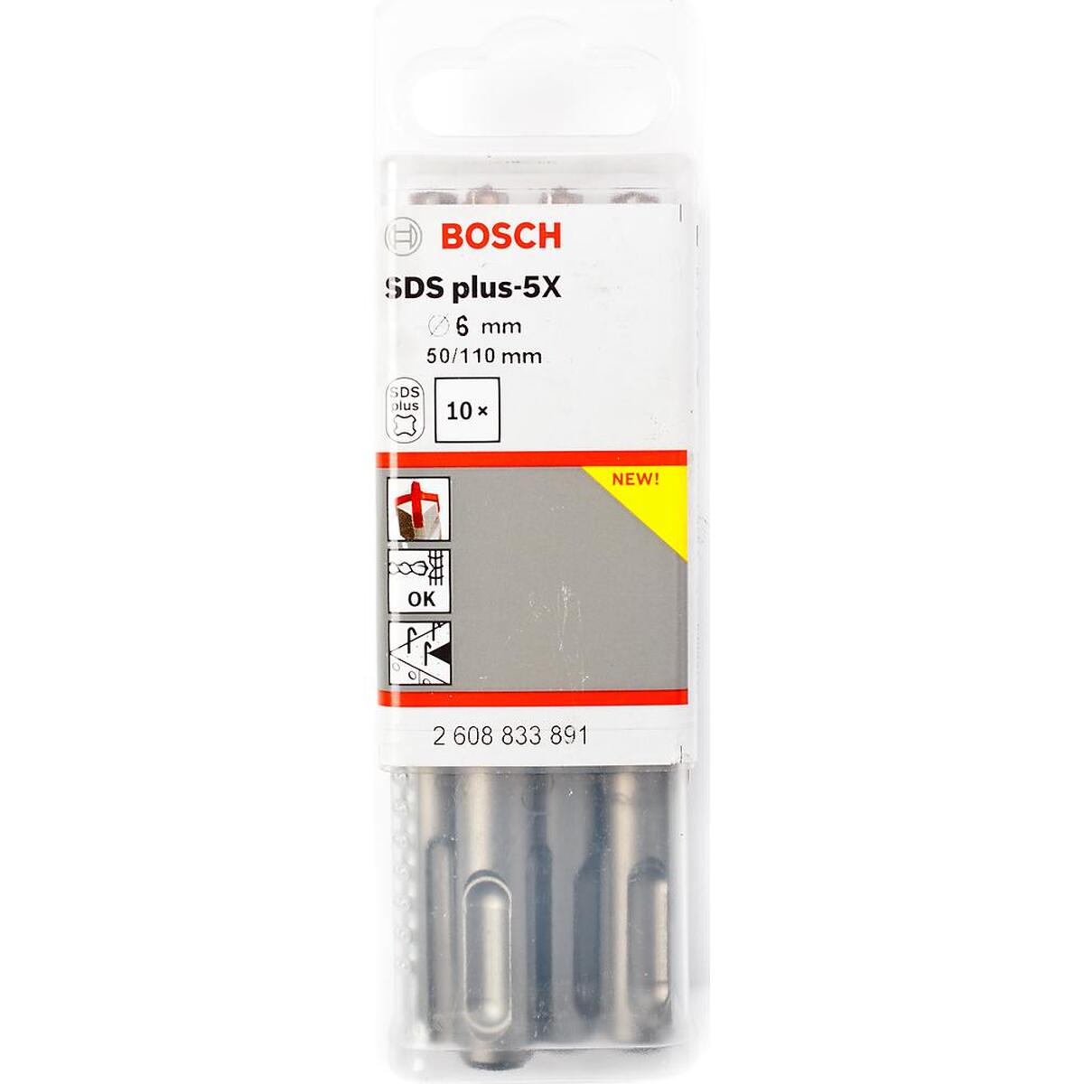 Набор буров SDS-plus-5X  Bosch 6x110мм 10шт (891) — Фото 1